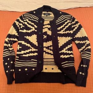 Roark Navy and Cream Cardigan - L
